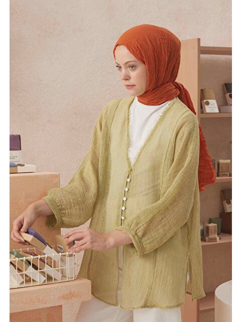 Fresh Scarfs Vual Crash Şal Portakal Kabuğu - S000420273-3675