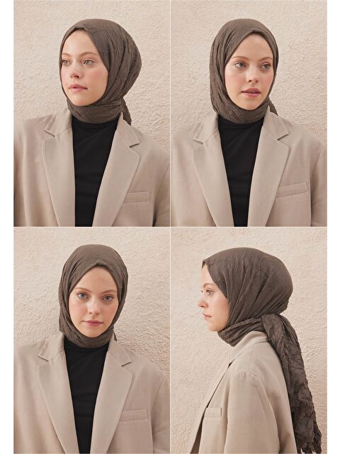 Fresh Scarfs Vual Crash Şal Koyu Vizon - S000420273-9561
