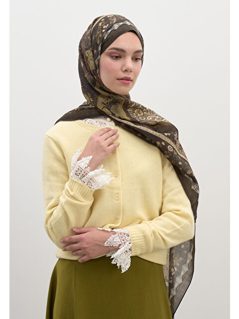 Fresh Scarfs Wıld And Pure Desen Şal Koyu Haki - S000458943-19294