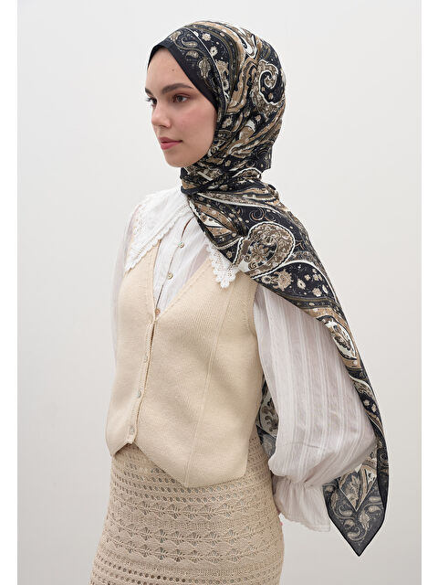 Fresh Scarfs Panthea Desen Şal Siyah - S000458944-19351