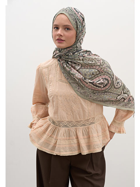 Fresh Scarfs Panthea Desen Şal Soft Yeşil - S000458944-18194