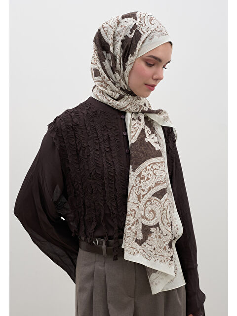 Fresh Scarfs Wıld Paısley Desen Şal Çikolata Kahve - S000458946-20637