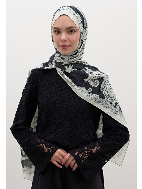 Fresh Scarfs Wıld Paısley Desen Şal Lacivert - S000458946-21164