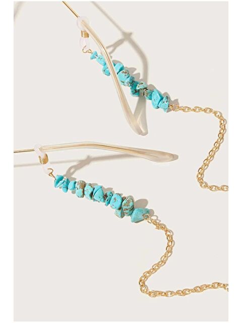 New Obsessions Turkuaz Doğal Taşlı Zincirli Kadın Gözlük İpi - S000154095-37185