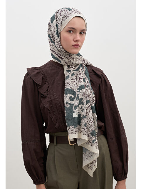 Fresh Scarfs Wıld Paısley Desen Şal Derin Yeşil - S000458946-18194