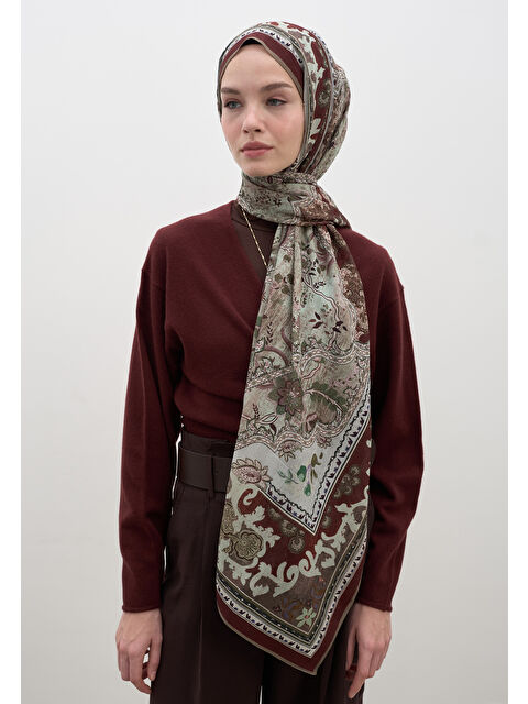 Fresh Scarfs Arıane Desen Şal Bordo - S000458947-19951