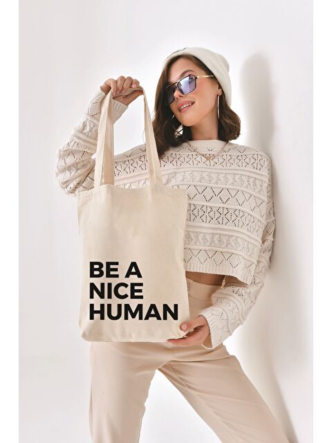 Bagg Kanvas Be A Nice Human Bez Çanta C0502 - S000153135-19966