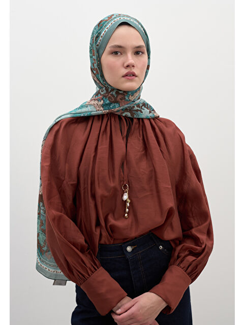 Fresh Scarfs Arıane Desen Şal Petrol - S000458947-20019