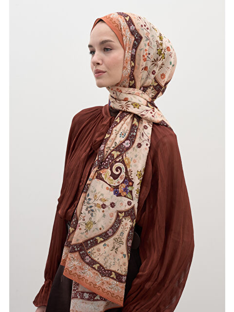 Fresh Scarfs Berthe Desen Şal Kiremit - S000458948-18657