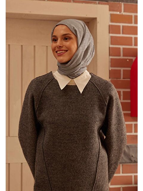 Fresh Scarfs Porto Jakarlı Şal Koyu Grı - S000420348-29351