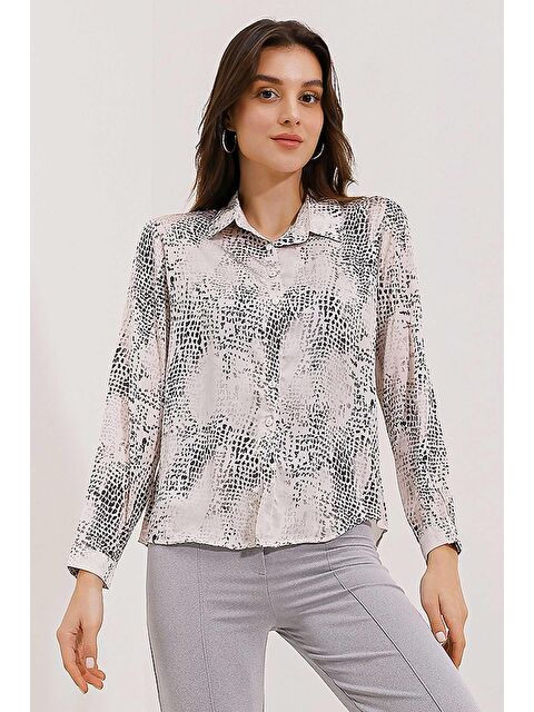 Bigdart 3964 Hafif Dökümlü Saten Gömlek - A.Gri