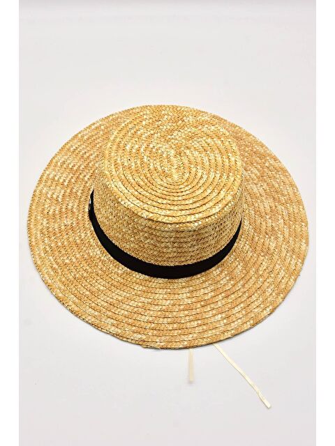 Luminos Butik Bej Orijinal Gondol Hasır Şapka Şıklık Ve Zerafet İçin Plaj Ve Günlük Kullanım HSR2107