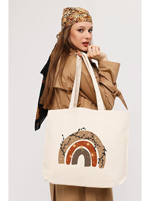 Bagg Kanvas Yatay Yıldızlı  Baskılı Bez Çanta - S000153138-29738