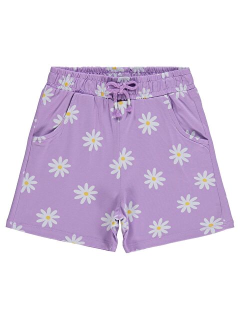 Civil Girls Papatya Desenli 6-9 Yaş Şort - Lila