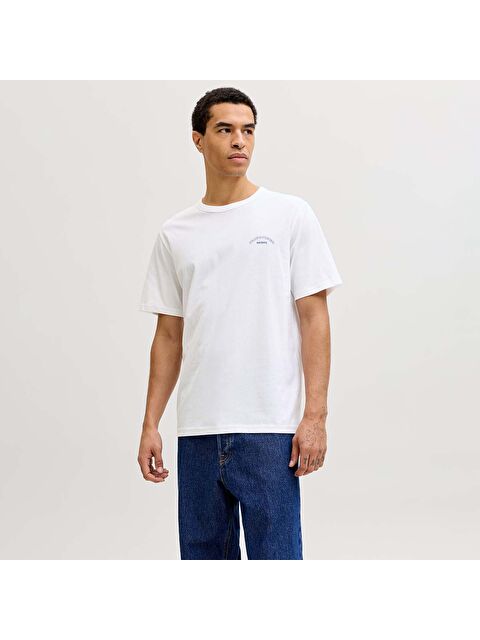 Jack & Jones College Logo Erkek Beyaz Tişört