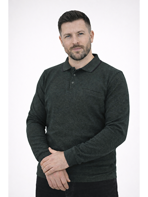 Formo Erkek Pamuklu Polo Yaka Manşetli Selanik Kumaş Kaliteli Uzun Kollu Sweat - S000506857-18547