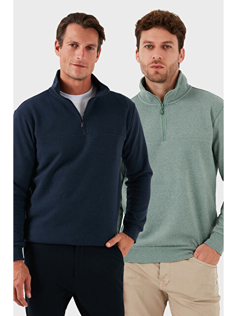 Buratti Pamuklu Regular Fit Yarım Fermuarlı Dik Yaka 2'li Paket Kazak 456112S2 - S000452340-37470