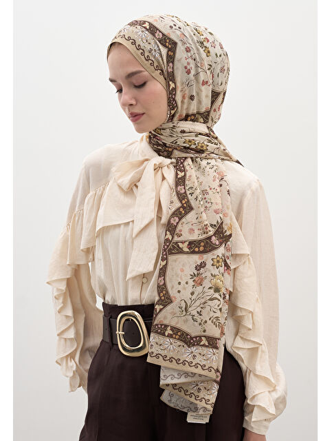 Fresh Scarfs Berthe Desen Şal Bej - S000458948-19928