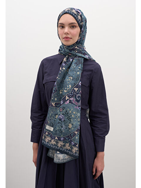 Fresh Scarfs Berthe Desen Şal Lacivert - S000458948-21164