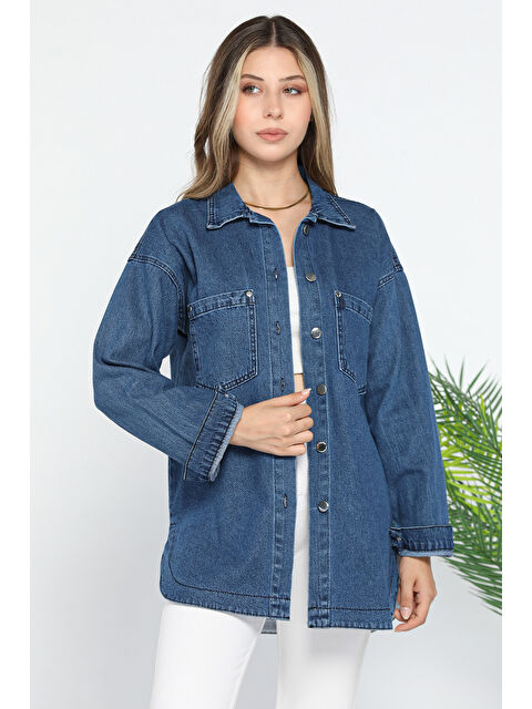 Gülseli Çift Cepli Jean Ceket - S000289800-21164