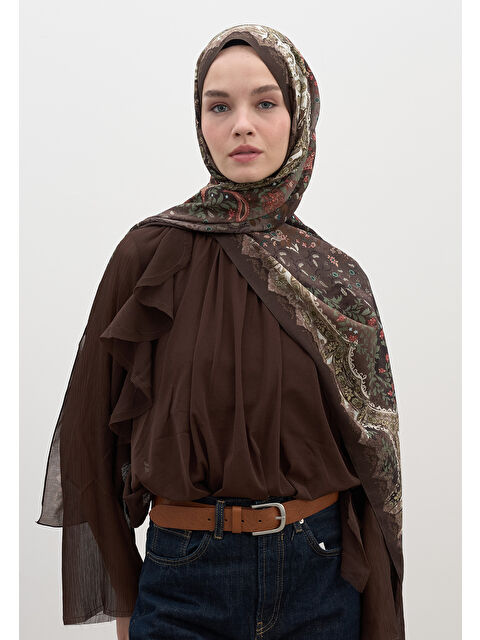 Fresh Scarfs Cerıse Desen Şal Acı Kahve - S000458939-28102