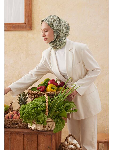 Fresh Scarfs Morocco Desen Pamuk İpek Eşarp Soft Yeşil - S000423032-19978