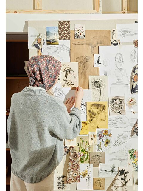 Fresh Scarfs Bloomıng Garden Desen Pamuk İpek Eşarp Gülkurusu - S000422859-20028