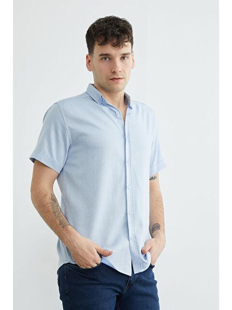 Fullamoda Çizgili Kısa Kollu Gömlek - S000522397-17437