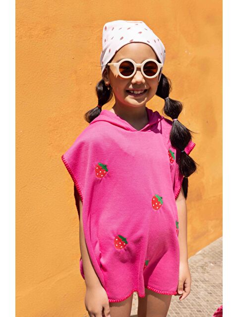 Luess Kız Çocuk Pembe  Çilek Baskılı Panço - S000203471-20024