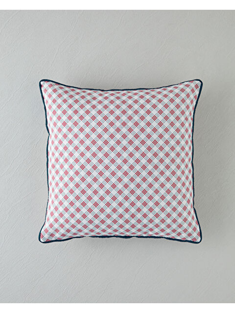 English Home Righe Kırlent Kılıfı 45x45 cm Kırmızı - Beyaz - S000313114-37325
