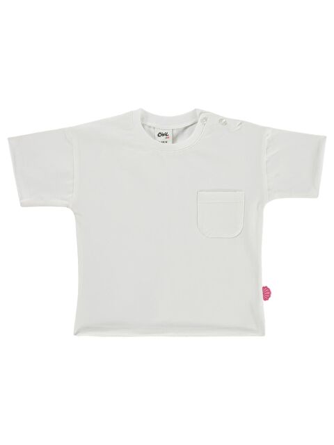 Civil Baby Süs Etiketli Cepli 6-18 Ay Tişört - Ekru
