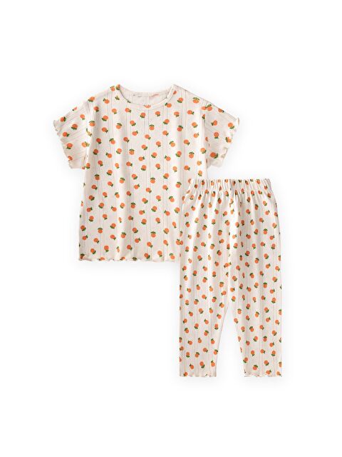 CİGİT Desenli Pijama Takımı 1-8 Yaş Portakal Desen - S000530520-20013