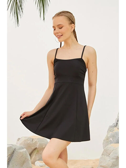 Remsa İp Askılı Elbise Mayo Etekli Mayo 1124-01 Siyah - S000426095-19351