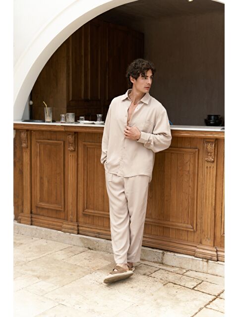 Mai Collection Jonathan Erkek Bej Gömlek Pantolon Takım - S000262951-19928