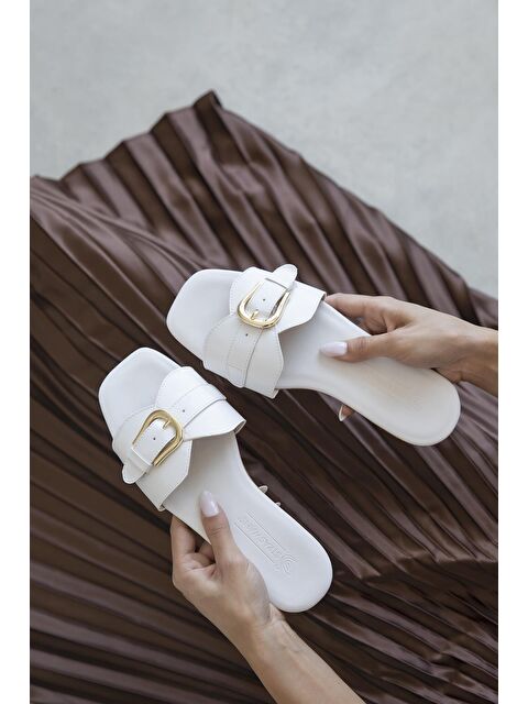 Straswans Pablo Kadın Günlük Deri Terlik Beyaz - S000513136-20063