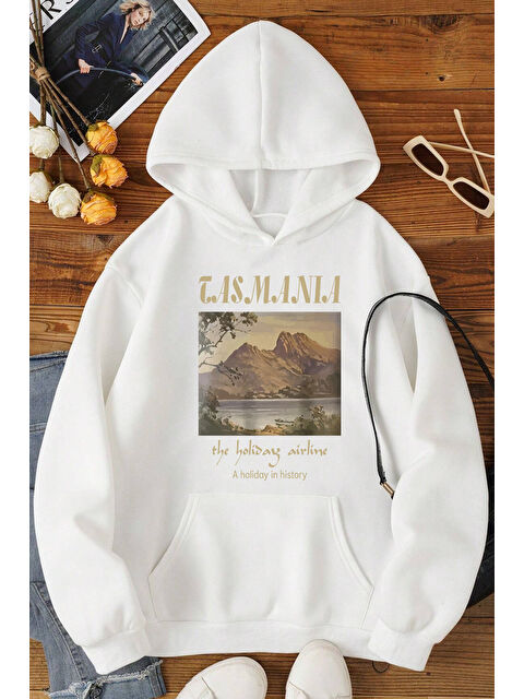 uyguntarz Unisex Oversize Tasmania Baskılı Sweatshirt - S000267682-20063