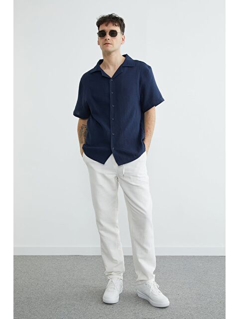 Fullamoda Beli Lastikli Müslin Kumaş Pantolon - S000522408-19965