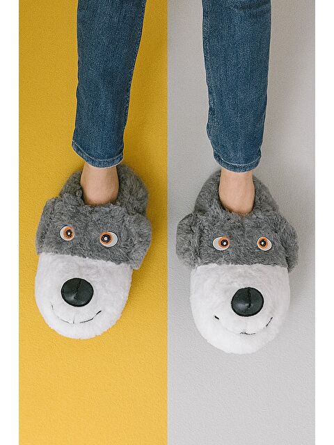 MODAFRATO BUDDY Erkek Hayvanlı Panduf Ev Ayakkabısı Pufidik Pelüş - S000490694-20600