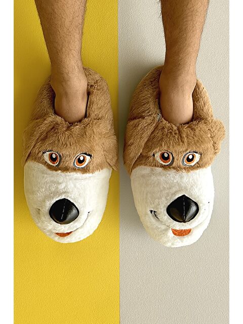 MODAFRATO BUDDY Erkek Hayvanlı Panduf Ev Ayakkabısı Pufidik Pelüş - S000490694-14955