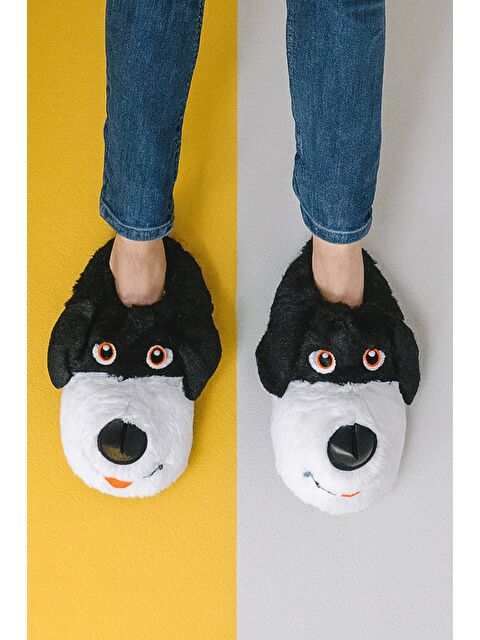 MODAFRATO BUDDY Erkek Hayvanlı Panduf Ev Ayakkabısı Pufidik Pelüş - S000490694-19351