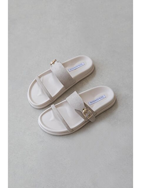 Straswans Zeus Kadın Toka Detay Günlük Konfor Süet Terlik Bej - S000513022-19928