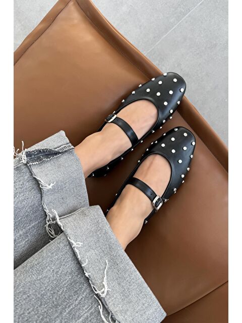 Straswans Azure Kadın  Drop  Detay  Deri  Babet Siyah - S000513139-19351