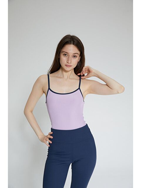 Chandraswear Mor Kadın Yazlık Kolsuz Fitilli Askılı Bodysuit - Vore - S000132320-20042