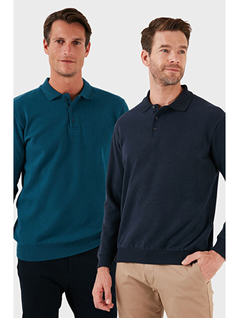 Buratti Pamuk Karışımlı Regular Fit 2'li Paket Polo Yaka Kazak 456223S2 - S000452343-37358