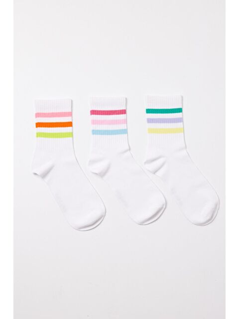 Katia And Bony Kadın 3'Lü Çizgili Renkli Soket Çorap - S000173960-23173