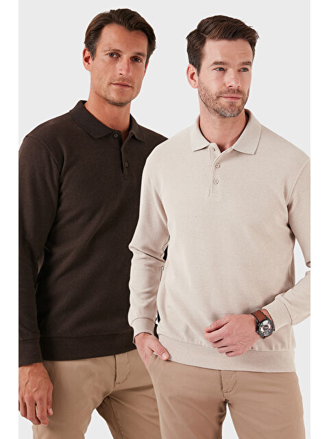 Buratti Pamuk Karışımlı Regular Fit 2'li Paket Polo Yaka Kazak 456223S2 - S000452343-37207