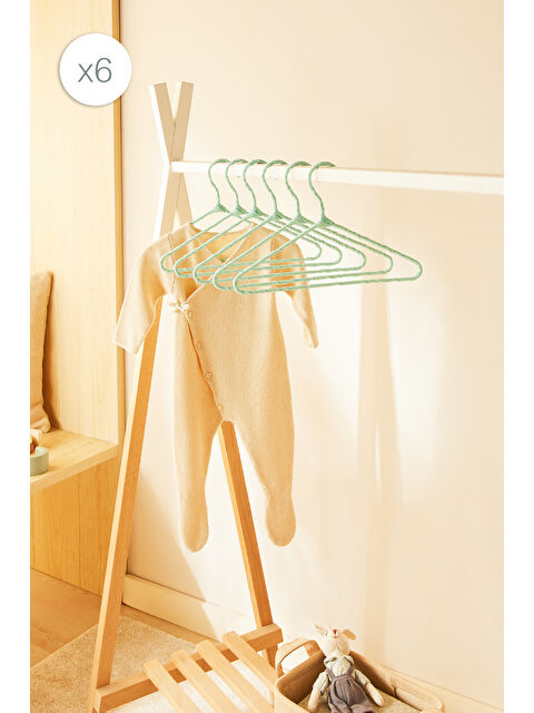 Ocean Home Textile 6'lı Mint Renk Kumaş Kaplı Metal Bebek Giysi Askısı19.5 x 30 x 0.3 cm - S000495398-18194