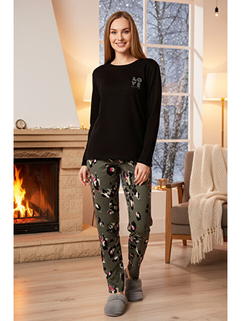 Remsa Kadın Desenli Saphire Pijama Takımı 0533 Siyah12 - S000469088-4304