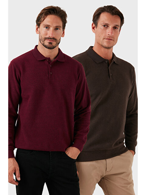 Buratti Pamuk Karışımlı Regular Fit 2'li Paket Polo Yaka Büyük Beden Kazak 456223S2 - S000452343-20036