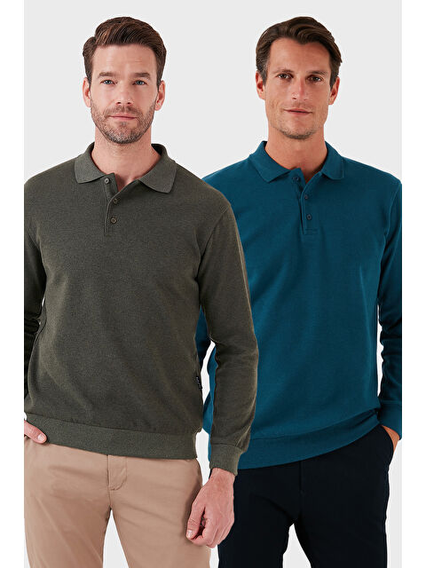 Buratti Pamuk Karışımlı Regular Fit 2'li Paket Polo Yaka Kazak 456223S2 - S000452343-37310
